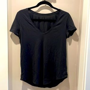 Size 6, Lululemon shirt sleeve, black V-Neck